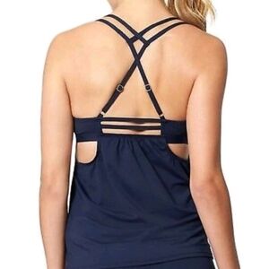 Athleta $74 Hang Loose Tankini Swim Top Black Medium